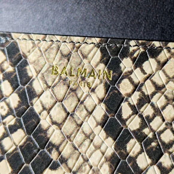 Balmain B-Buzz Snakeskin-Embossed Leather Gold Chain Clutch Wallet (MSRP $1,095) - Picture 8 of 16